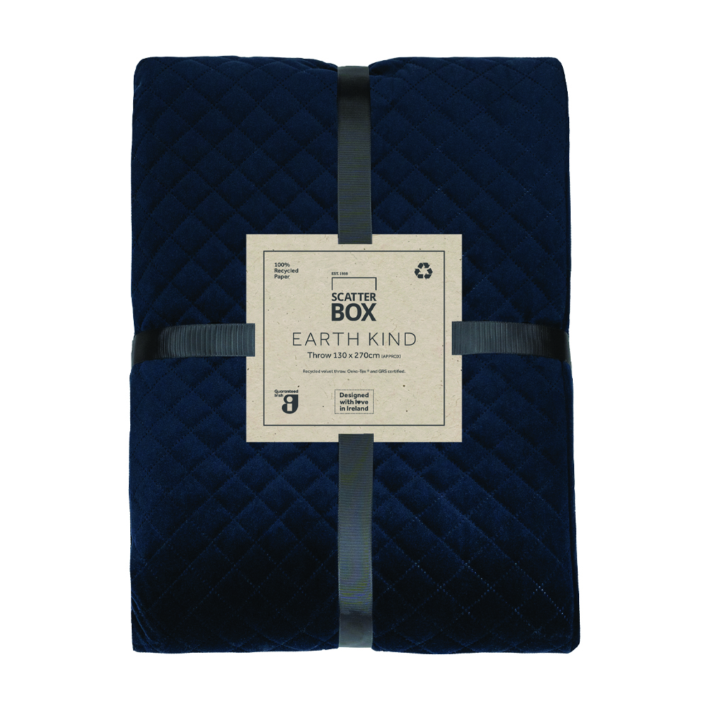 Erin Geometric Velvet Throw By Scatter Box In Dark Navy Blue